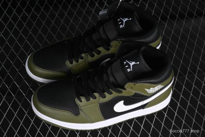 Nike Air Jordan 1 Mid AJ1 Army Green Mid-Top Casual Sneakers - DQ8426-092