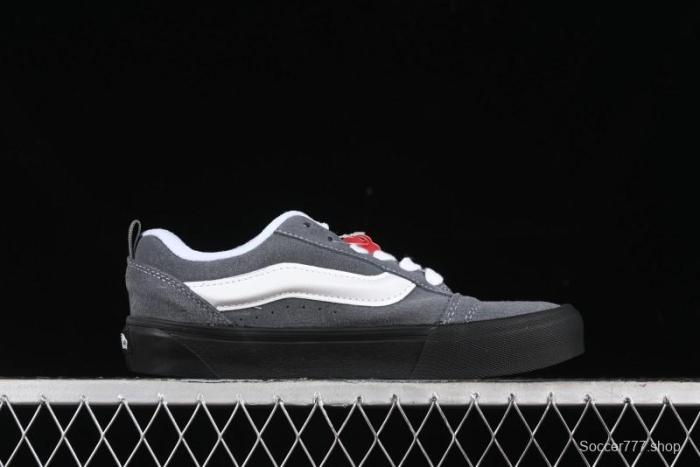 Vans Knu Skool Dark Grey Black Sole Versatile Casual Slip-Resistant Cushioned Platform Sneakers - VN000D22PWT