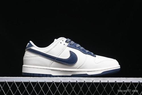 Nike SB Dunk Low Stone Island x Supreme Collaboration - Navy Blue & Off-White Anniversary High-End Custom Low-Top Casual Sneakers - BB9866-007