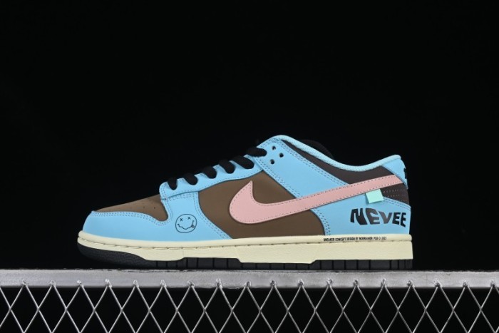 Nike SB Dunk Low Smiley Blue Brown Anniversary Custom Low-Top Casual Skate Shoes - MU0232-366