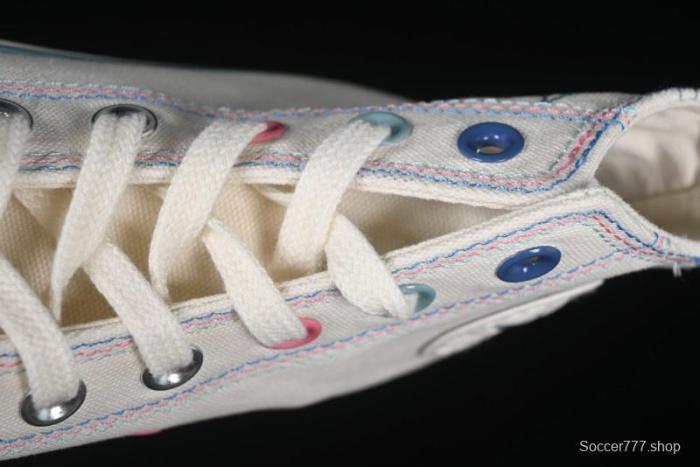 Converse Chuck 1970s High Top Casual Sneakers with Star Stitching and White-Pink-Blue Mismatched Design - A15744C