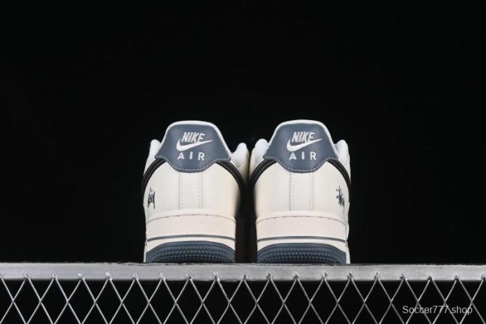 Nike Air Force 1 '07 Low Stussy Collaboration Grey Base Black Swoosh Casual Sneakers - XZ6188-761