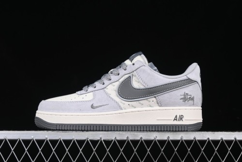 Nike Air Force 1 '07 Low Stussy Collaboration - Pig Grey Swoosh Low-Top Casual Sneakers - XZ3318-066