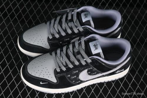 Nike SB Dunk Low Stussy Shadow Grey Anniversary Custom Low-Top Casual Skate Shoes - XX3168-201