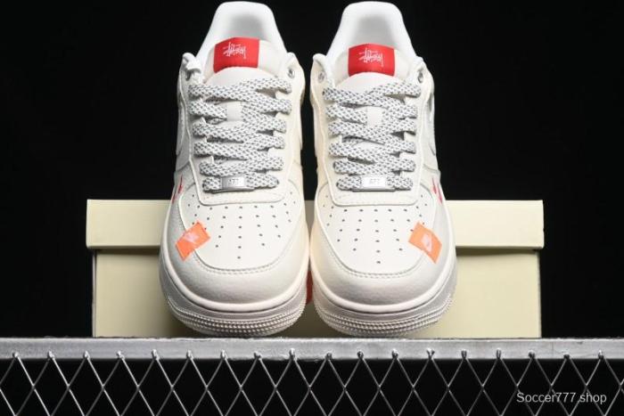 Nike Air Force 1 '07 Low Stussy Collaboration - Double Swoosh Red Tag Low-Top Casual Sneakers - SJ6698-013