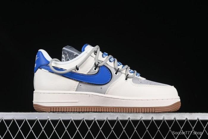Nike Air Force 1 '07 Low Bape Collaboration Beige Blue Gum Pull Tab Casual Sneakers - SJ1198-112