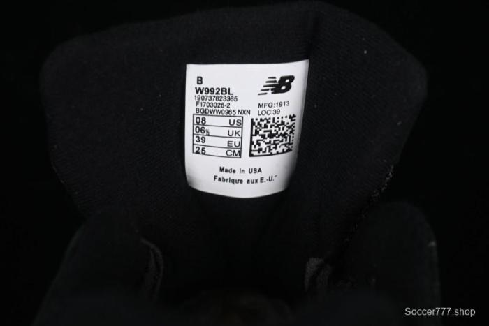 New Balance Made In USA 992 Classic Retro Running Shoes with Superior Cushioning - M992BL