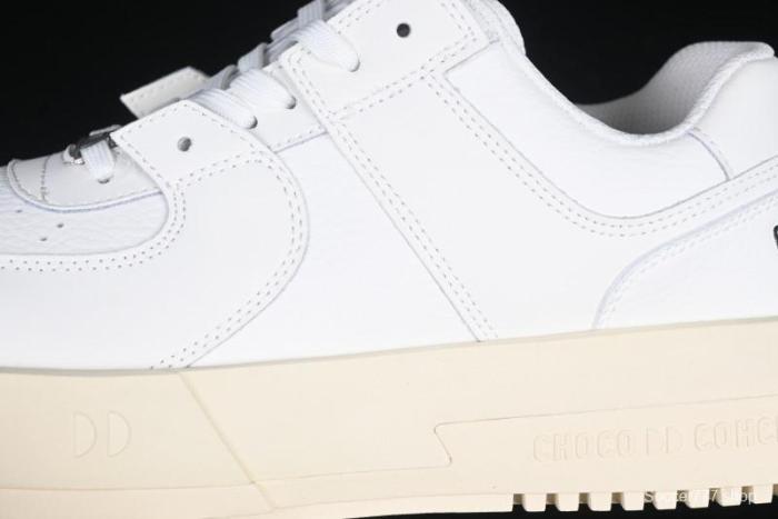 Choco Concert Leather Round Square Asymmetrical Fashion Sneakers White - AJE5