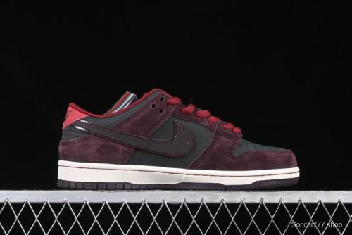 Nike SB Dunk Low  Dark Burgundy & Black  - Premium Suede Skate Shoes