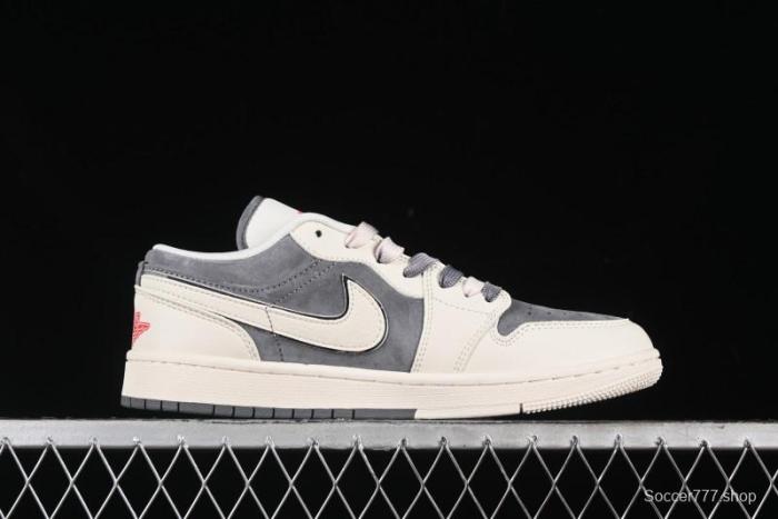 Nike Air Jordan 1 Low AJ1 The North Face Collaboration - Off White Grey Silver Trim Retro Basketball Shoes - SJ9950-039