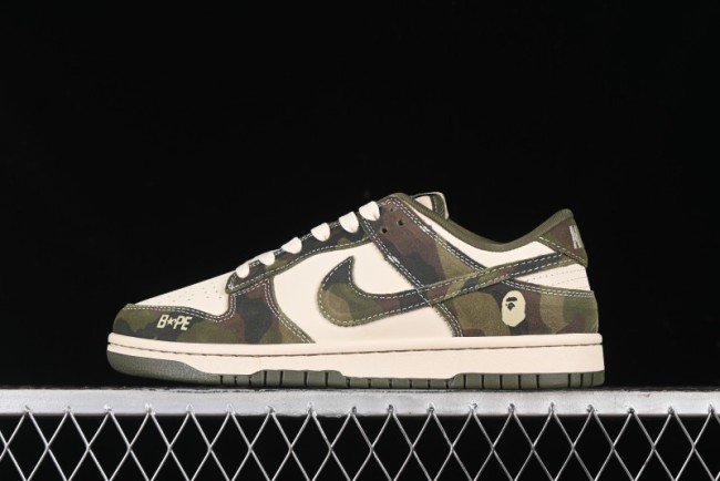 Nike SB Dunk Low Bape Collaboration - Jungle Camouflage Anniversary Custom Low-Top Casual Skate Shoes - CH6336-230
