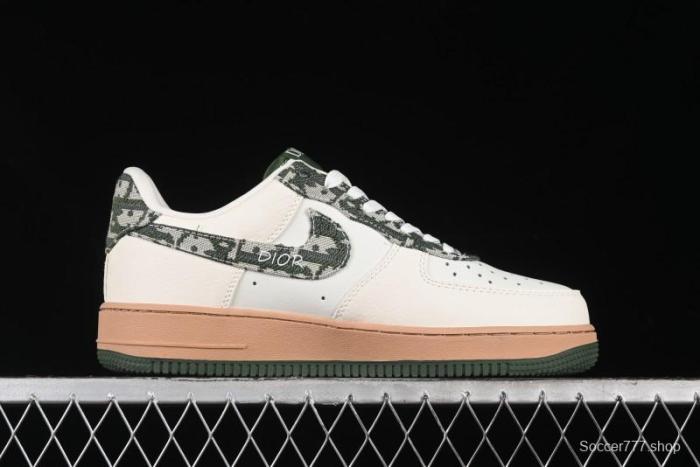 Nike Air Force 1 '07 Low Dior Collaboration - Beige Green Swoosh Low-Top Casual Sneakers - KK1988-010