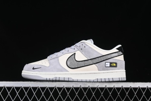 Nike SB Dunk Low The North Face Year of the Snake Grey White Grey Swoosh Anniversary Custom Low-Top Casual Skate Shoes - KK1333-019