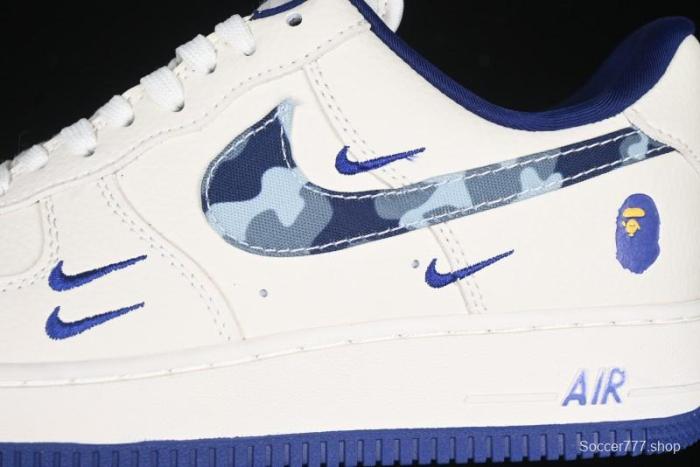 Nike Air Force 1 '07 Low Bape Collaboration - Blue Four Small Swoosh Casual Sneakers - KK1988-036