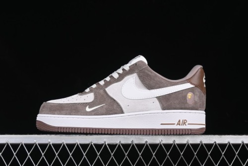 Nike Air Force 1 '07 Low Bape Collaboration Brown White Swoosh Low-Top Casual Sneakers - KK1988-035