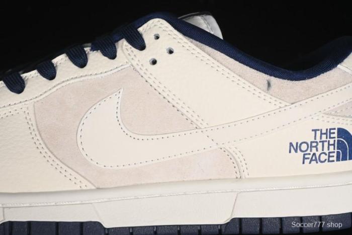 Nike SB Dunk Low The North Face Collaboration - Grey Pigskin White Swoosh Anniversary Custom Low-Top Casual Skate Shoes - KK1333-006