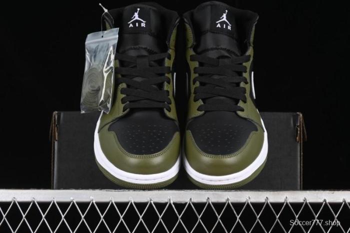 Nike Air Jordan 1 Mid AJ1 Army Green Mid-Top Casual Sneakers - DQ8426-092