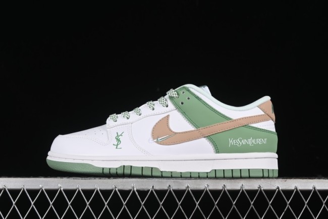 Nike SB Dunk Low YSL Series - White Green Brown Swoosh Anniversary High-End Custom Low-Top Casual Sneakers - GF2409-169