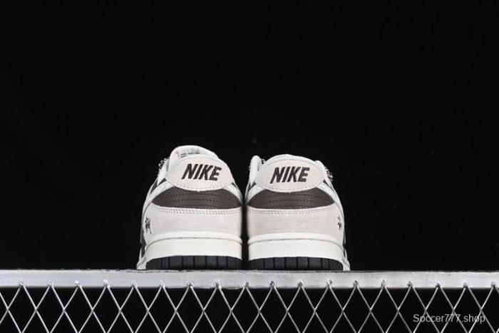 Nike SB Dunk Low Stussy Collaboration Brown Leather Swoosh Anniversary Custom Low-Top Casual Sneakers - DJ2024-062
