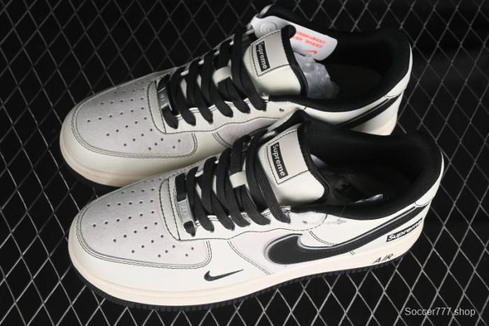 Nike Air Force 1 '07 Low Supreme Collaboration - Beige Grey Pigskin Low-Top Casual Sneakers - XZ6188-018