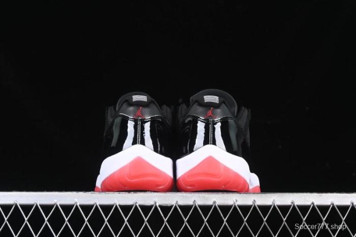 Nike Air Jordan 11 Low Bred Basketball Shoes with Patent Leather and Carbon Fiber - FV5104-006
