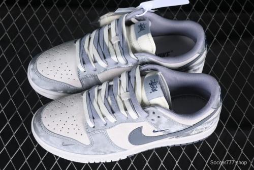 Nike SB Dunk Low Stussy Collaboration Tie-Dye Grey Hook Anniversary Custom Low-Top Casual Skate Shoes - DM6868-037
