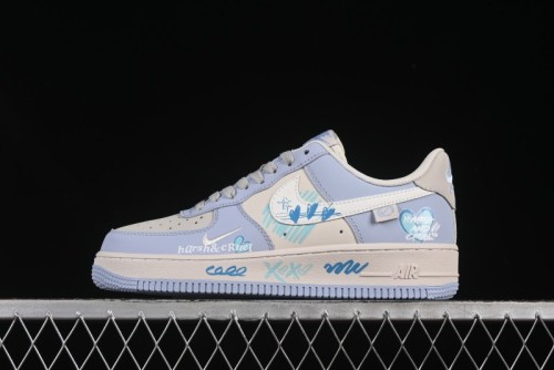Nike Air Force 1'07 Low  Blue Star Love  520 Series Limited Edition Casual Sneakers - DB3301-991