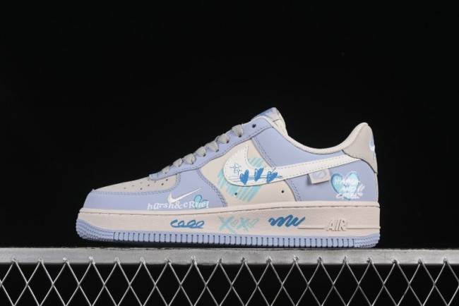 Nike Air Force 1'07 Low  Blue Star Love  520 Series Limited Edition Casual Sneakers - DB3301-991