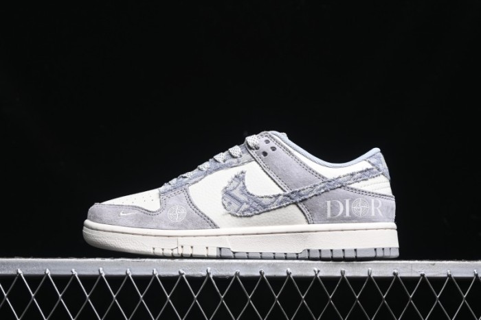 Nike SB Dunk Low Dior Stone Island Triple Collaboration Woven Grey Hook Anniversary High-End Custom Low-Top Casual Sneakers - DM6868-006