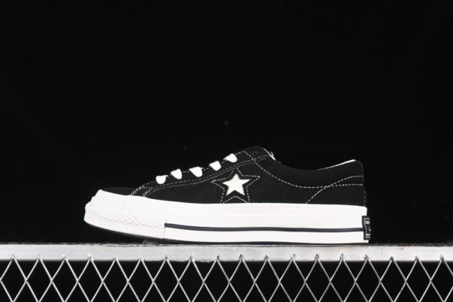 Converse One Star J Vtg Suede Low-Top Casual Sneakers in Retro Black and White - M.C3