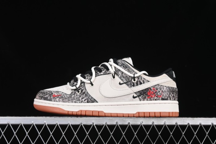 Nike SB Dunk Low Year of the Snake Series Snake Scale White Swoosh Customized Low-Top Casual Skate Shoes - YX5066-275