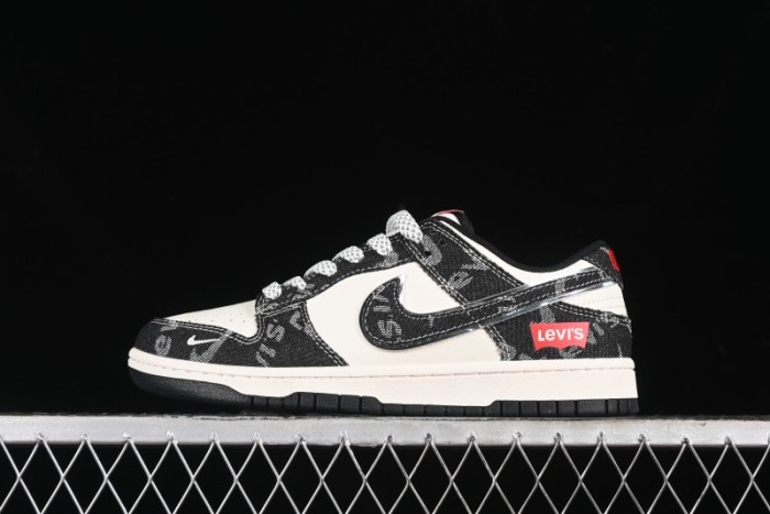 Nike SB Dunk Low Levi's Collaboration - Black Printed Denim Anniversary Customized Low-Top Casual Sneakers - XX2025-109