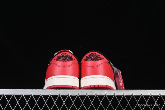 Nike Air Jordan 1 Low AJ1 White Red Black Hook Casual Sneakers - HQ6998-600