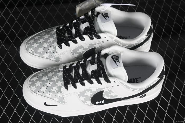 Nike SB Dunk Low BAPE Collection 5-Point Star Black Swoosh Anniversary High-End Custom Low-Top Casual Skate Shoes - CS1688-104