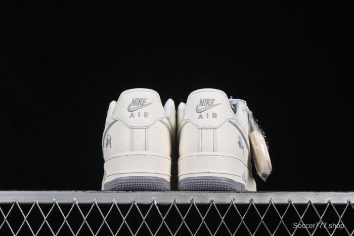 Nike Air Force 1 '07 Low Stussy Collaboration Grey Swoosh Casual Sneakers - HH7518-041