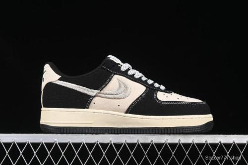 Nike Air Force 1 '07 Low Stussy Collaboration Beige Black Low-Top Casual Sneakers - XZ6188-762