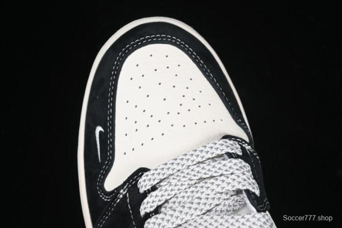 Nike Air Jordan 1 Low Retro Basketball Shoes Custom Stussy Black - FC1688-199