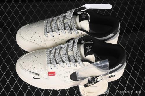 Nike SB Dunk Low Stussy Collaboration 3D Black Swoosh Anniversary Custom Low-Top Casual Skate Shoes - XS6089-537