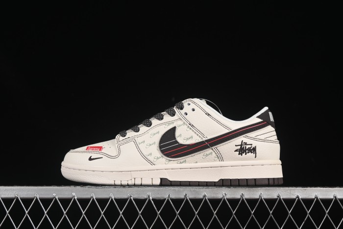 Nike SB Dunk Low Stussy Collaboration Double Red Line Anniversary Custom Low-Top Skate Shoes - XS6089-536