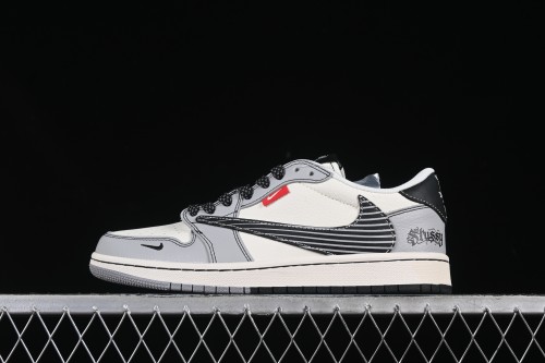 Nike x Stussy Low OG Sneakers - Black & Grey Stripe Swoosh Edition