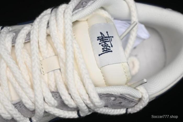 Nike SB Dunk Low Stussy Collaboration - Navy Blue Embroidery Swoosh Anniversary Custom Low-Top Casual Sneakers - SJ2068-296