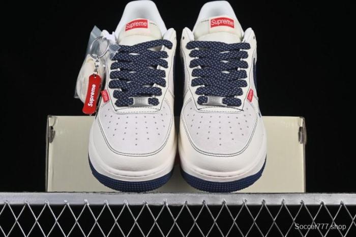 Nike Air Force 1 '07 Low Supreme Collaboration Sneakers with Red Tab and Blue Swoosh - BB7518-021
