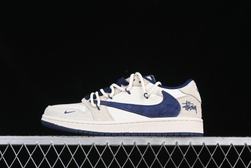 Nike Travis Scott x Fragment Design x Air Jordan 1 Low OG SP AJ1 Retro Sneakers with Reverse Swoosh and Cactus Jack Branding - DM9288-003