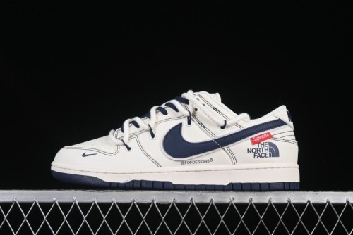 Nike SB Dunk Low The North Face x Supreme Triple Collaboration Strap White with Blue Swoosh Anniversary Custom Low-Top Casual Skate Shoes - YC5066-262