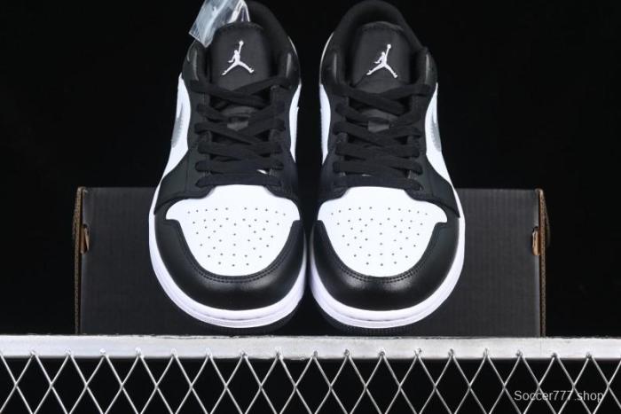 Nike Air Jordan 1 Low AJ1 Basketball Shoes in Black White Silver - 553558-131