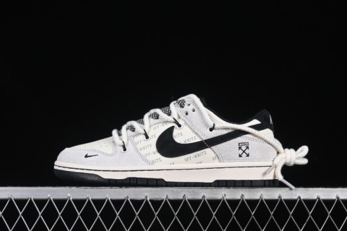 Nike SB Dunk Low OFF-WHITE Collaboration Strap Anniversary Edition Customized Low-Top Casual Skate Shoes - YX5066-225