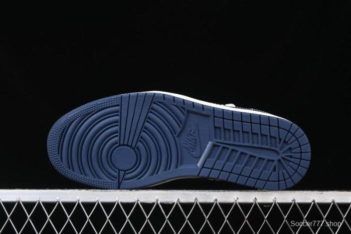 Nike Travis Scott x Fragment Design x Air Jordan 1 Low OG SP AJ1 Stussy Collaboration - Grey Blue Hook Lace Low Top Casual Sneakers - SJ0086-140