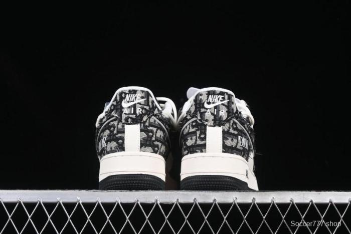 Nike Air Force 1 '07 Low Dior Collaboration Black Pattern Drawstring Casual Sneakers - SJ1198-106