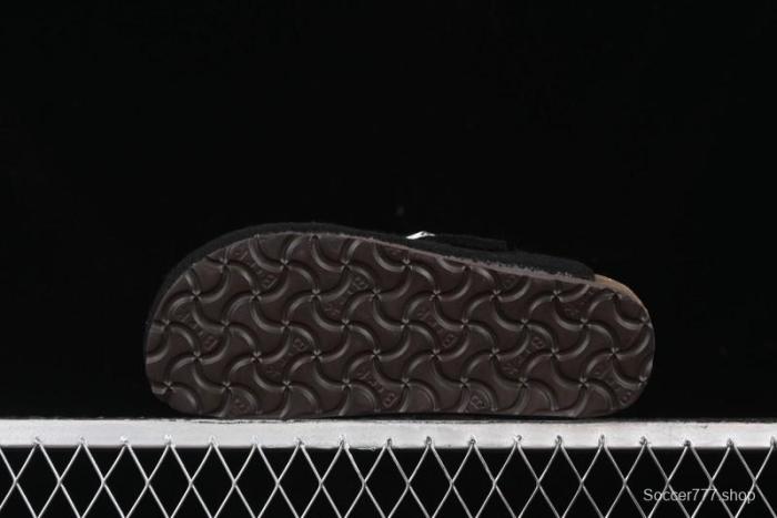 Birkenstock Half Open Toe Sandals with Smokeless Coal Wool Upper - G.D4