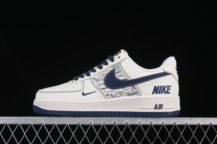 Nike Air Force 1 'Wave Swoosh' Edition – White & Navy**